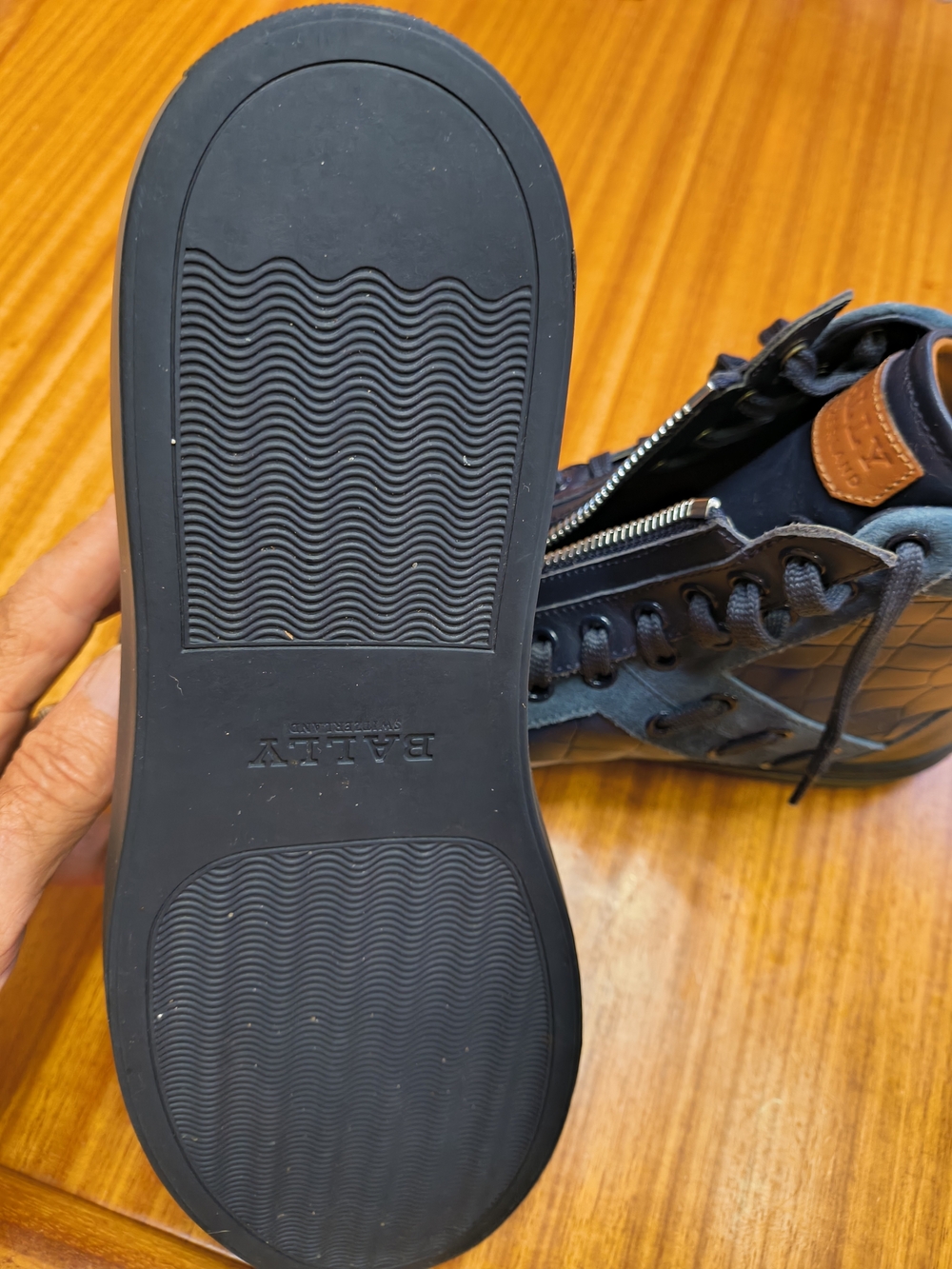 Bally Men's High Tops - Blue With Croc And Suede - Picture 6 of 6